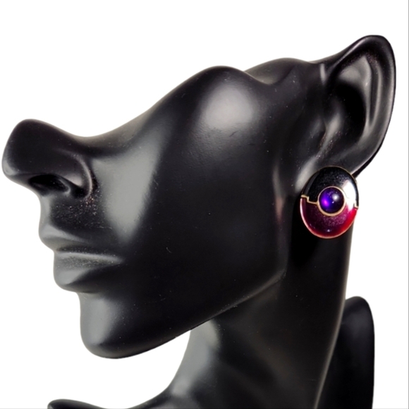 Contemporary Purple Disc Earrings - Picture 1 of 4